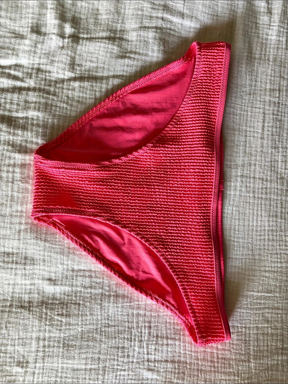 Aerie Crinkle Bikini Bottom Pink Medium